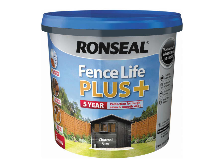 Ronseal 38394 Fence Life Plus+ 5L Charcoal Grey