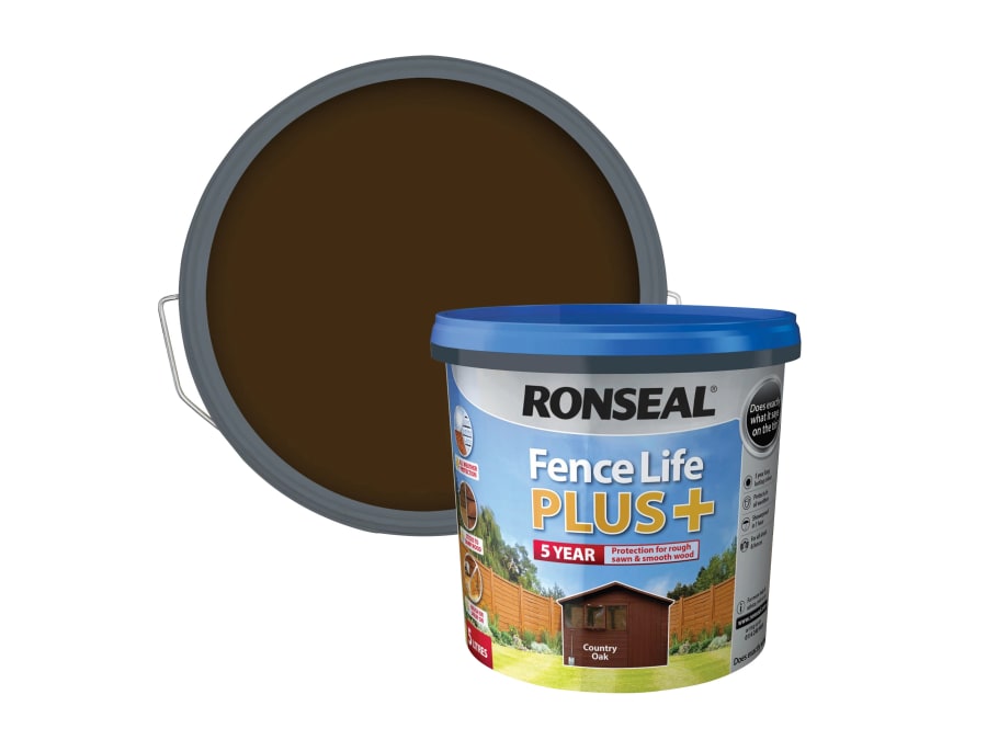 Ronseal 37621 Fence Life Plus+ Country Oak 5 Litre