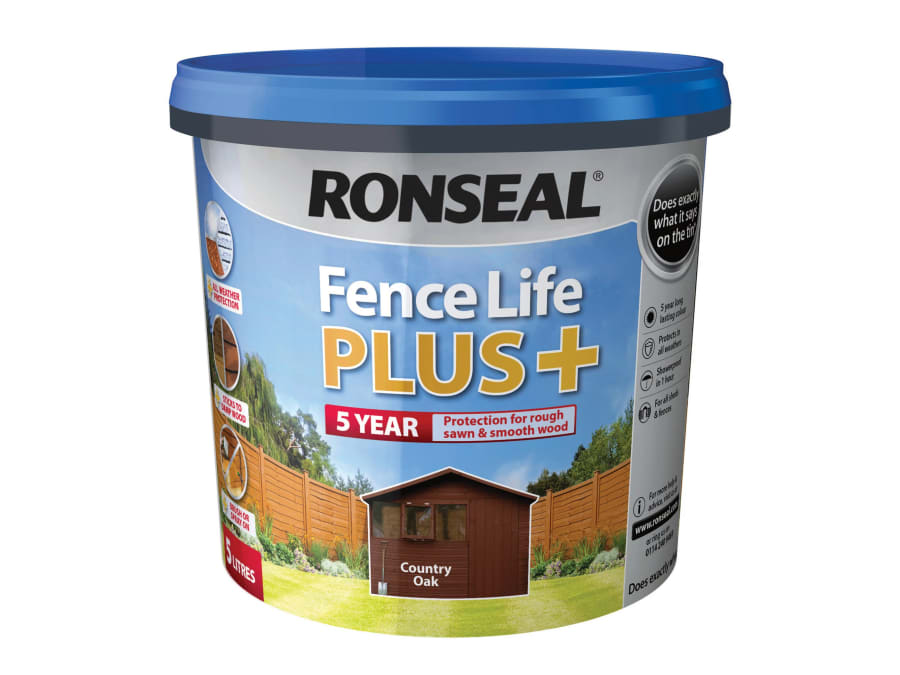 Ronseal 37621 Fence Life Plus+ Country Oak 5 Litre