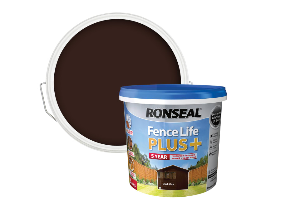 Ronseal 37623 Fence Life Plus+ Dark Oak 5 Litre
