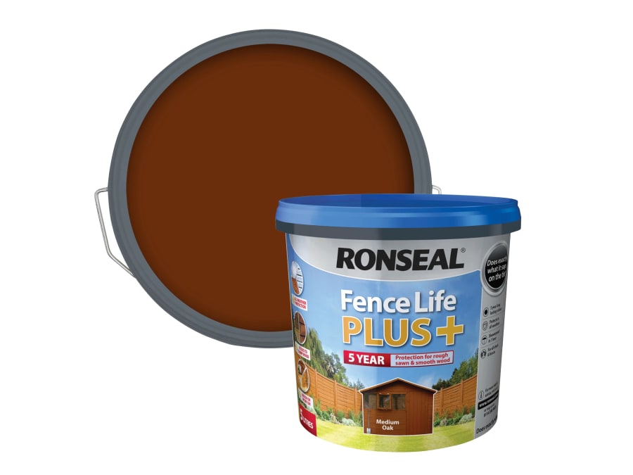 Ronseal 37622 Fence Life Plus Medium Oak 5 Litre