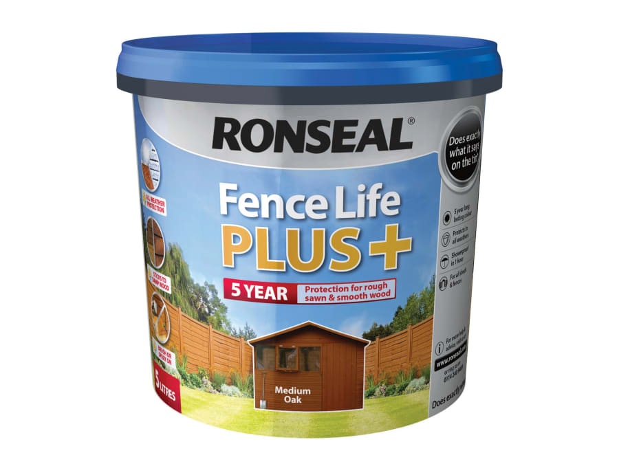 Ronseal 37622 Fence Life Plus Medium Oak 5 Litre