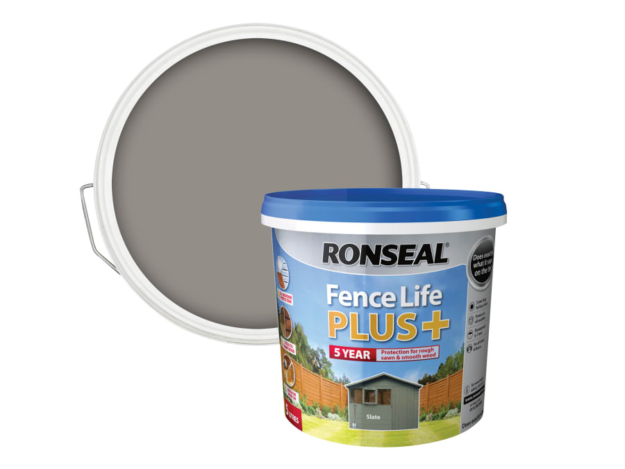 Ronseal 37629 Fence Life Plus+ Slate 5 Litre