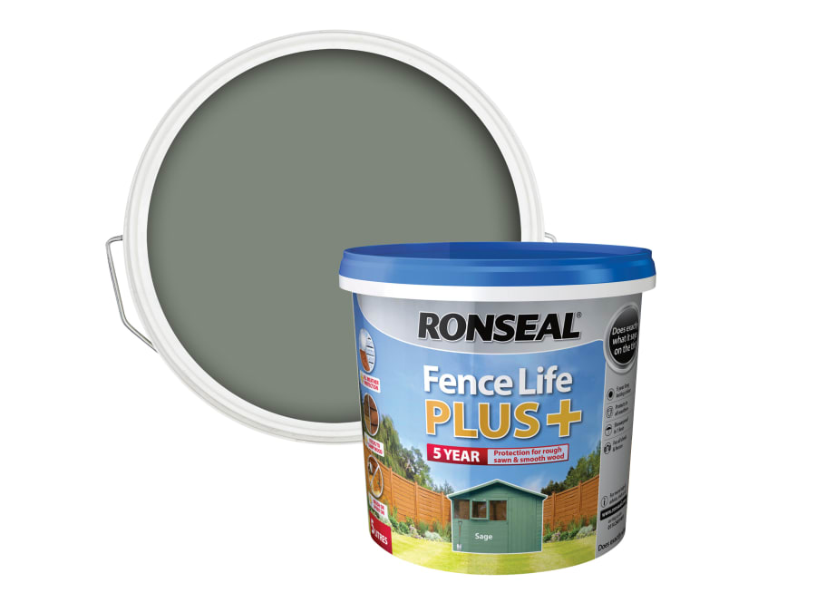 Ronseal 37627 Fence Life Plus+ Sage 5 Litre