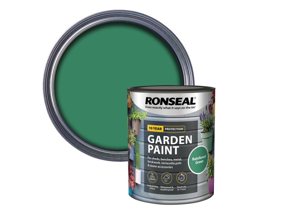 Ronseal 39438 Garden Paint Rainforest Green 750ml