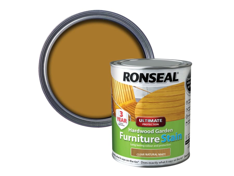 Ronseal 36429 Natural Matt Hardwood Garden Furniture Stain 750ml