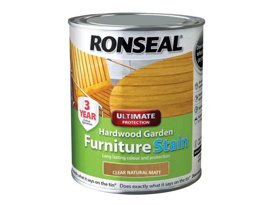 Ronseal 36429 Natural Matt Hardwood Garden Furniture Stain 750ml
