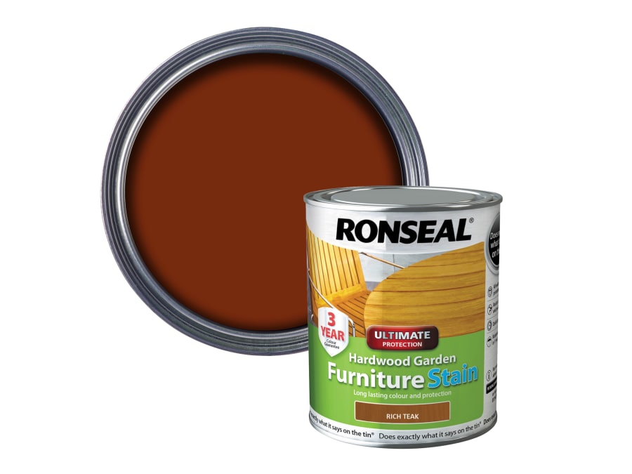 Ronseal 36430 Rich Teak Hardwood Garden Furniture Stain 750ml