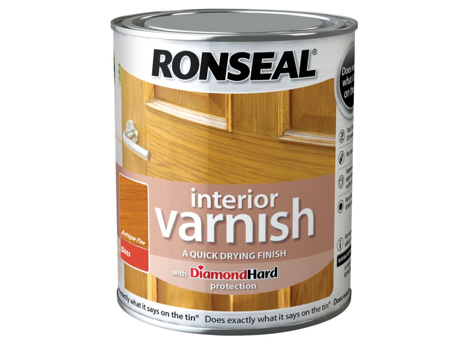 Ronseal 36849 Quick Dry Gloss Interior Varnish Antique Pine 750ml
