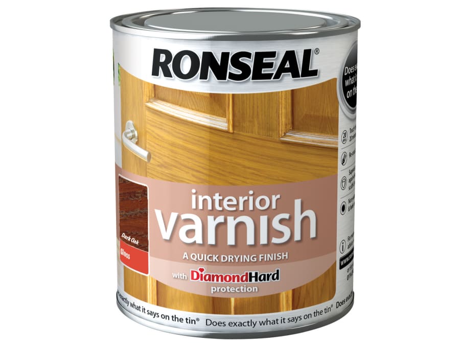 Ronseal 36850 Quick Dry Gloss Interior Varnish Dark Oak 750ml