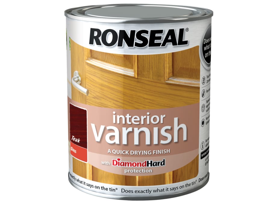 Ronseal 36845 Quick Dry Gloss Interior Varnish Teak 250ml
