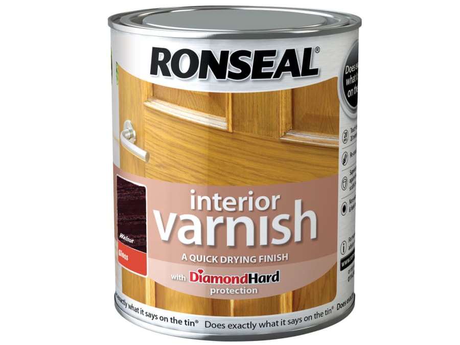 Ronseal 36847 Quick Dry Gloss Interior Varnish Walnut 250ml