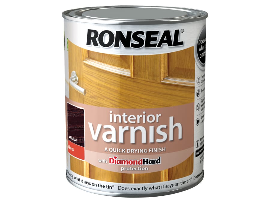 Ronseal 36853 Quick Dry Interior Varnish Gloss Walnut 750ml