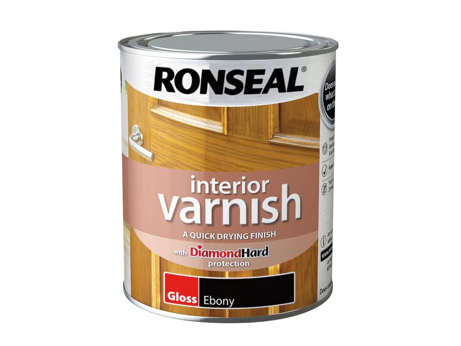 Ronseal 39420 Quick Dry Gloss Interior Varnish Ebony 750ml
