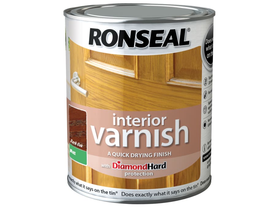Ronseal 36865 Quick Dry Interior Varnish Matt Dark Oak 750ml