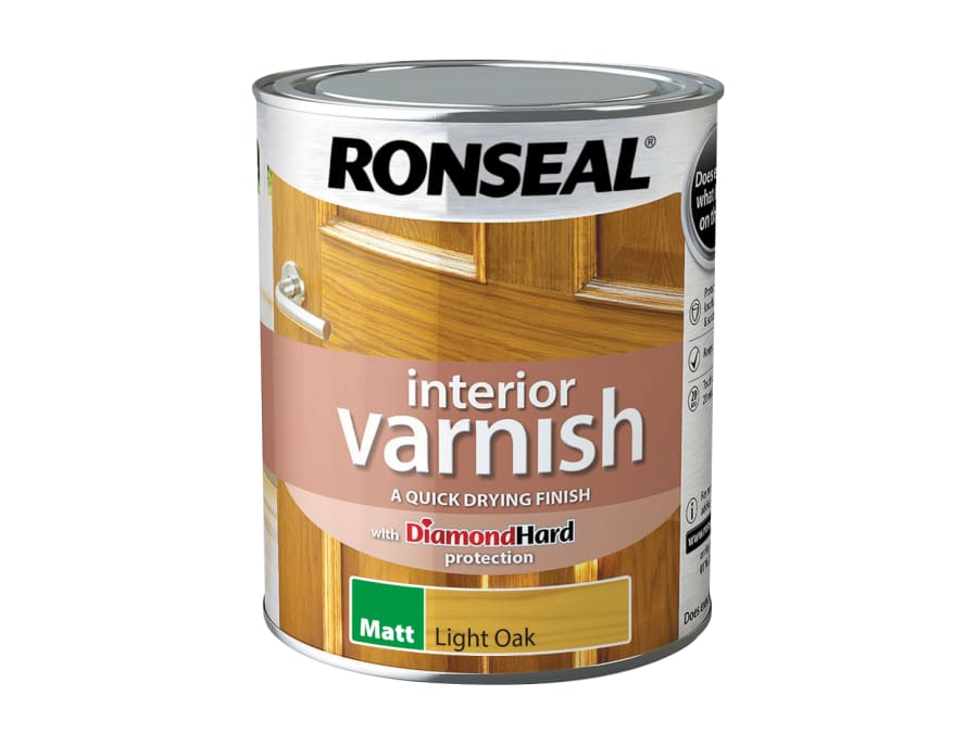 Ronseal 39429 Quick Dry Matt Interior Varnish Light Oak 750ml