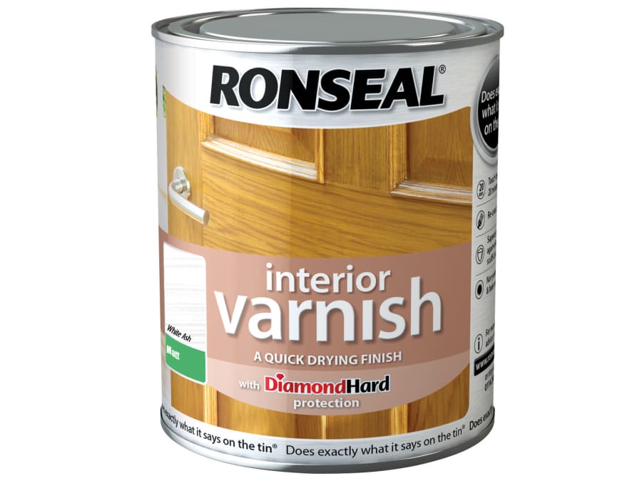 Ronseal 36866 Quick Dry Matt White Ash Interior Varnish 750ml