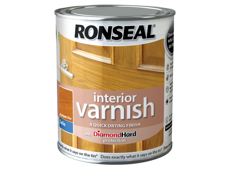 Ronseal 36837 Quick Dry Satin Interior Varnish Antique Pine 750ml