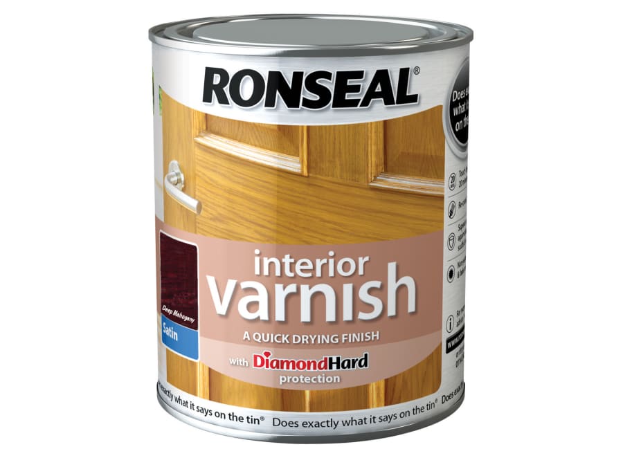 Ronseal 36828 Quick Dry Interior Varnish Satin Deep Mahogany 250ml