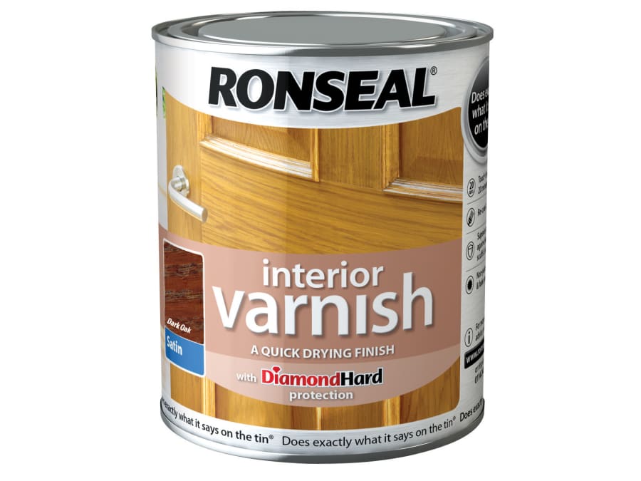 Ronseal 36826 Quick Dry Interior Varnish Dark Oak Satin 250ml