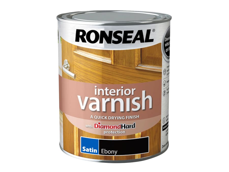 Ronseal 39432 Quick Dry Satin Interior Varnish Ebony 750ml