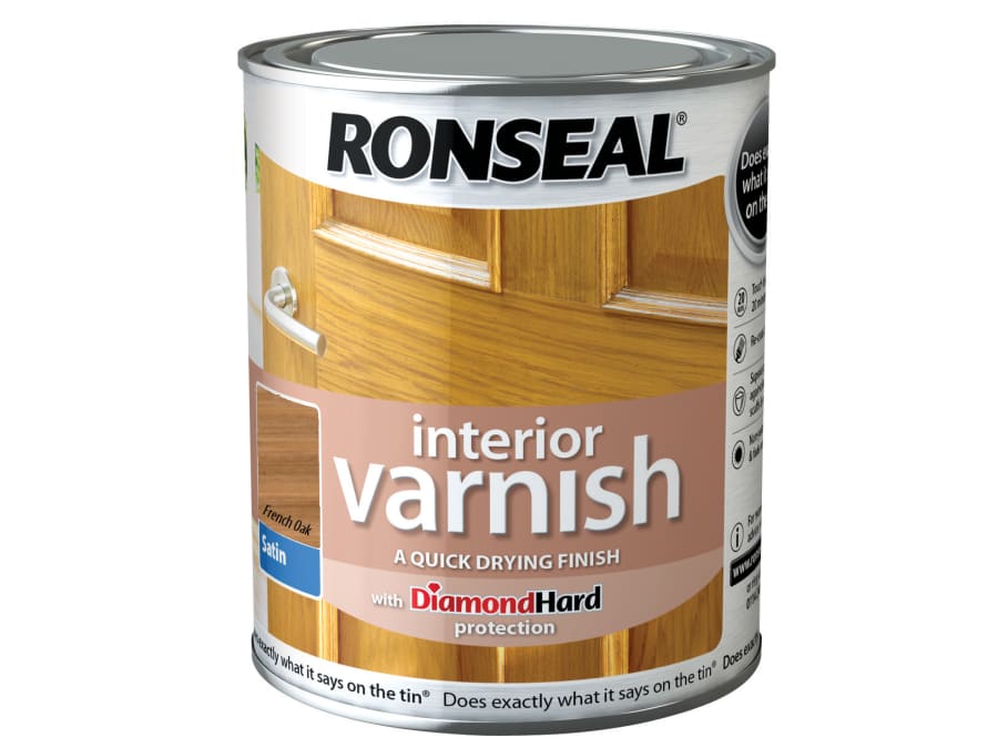 Ronseal 36823 Quick Dry Satin Interior Varnish French Oak 250ml