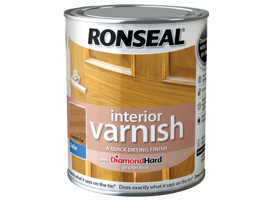 Ronseal 36835 Quick Dry Satin Interior Varnish French Oak 750ml