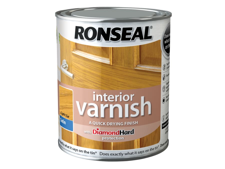 Ronseal 36833 Quick Dry Satin Interior Varnish Light Oak 750ml