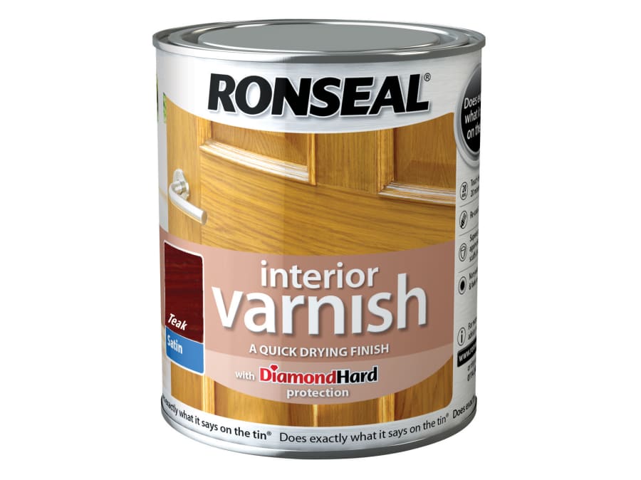 Ronseal 36827 Quick Dry Interior Varnish Satin Teak 250ml