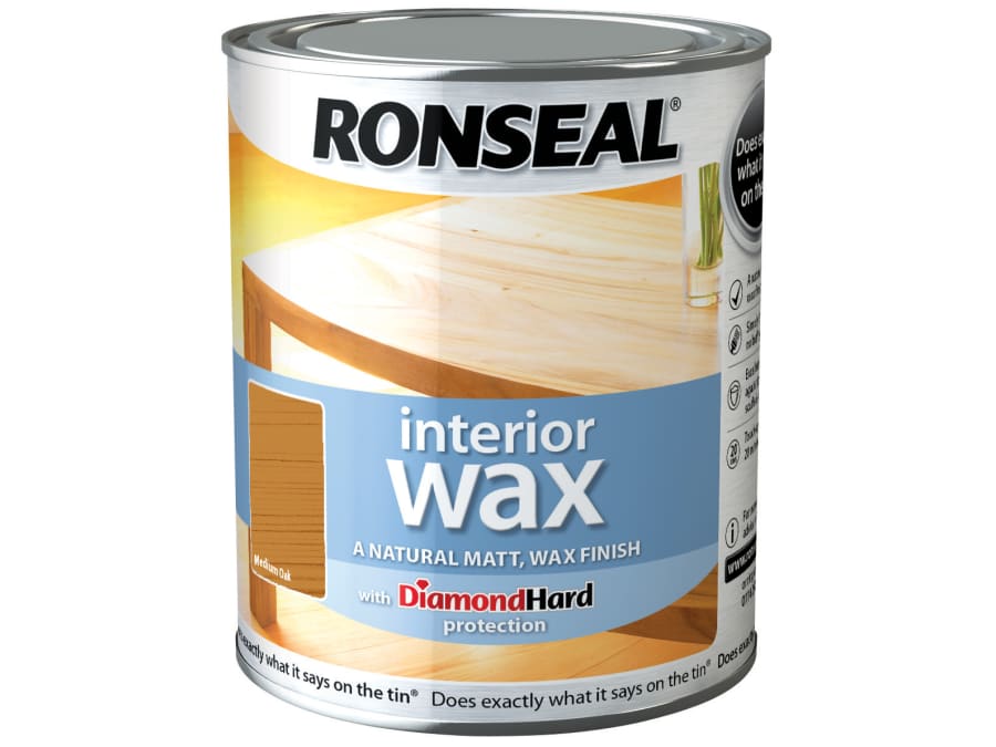 Ronseal 36880 Interior Wax Medium Oak 750ml