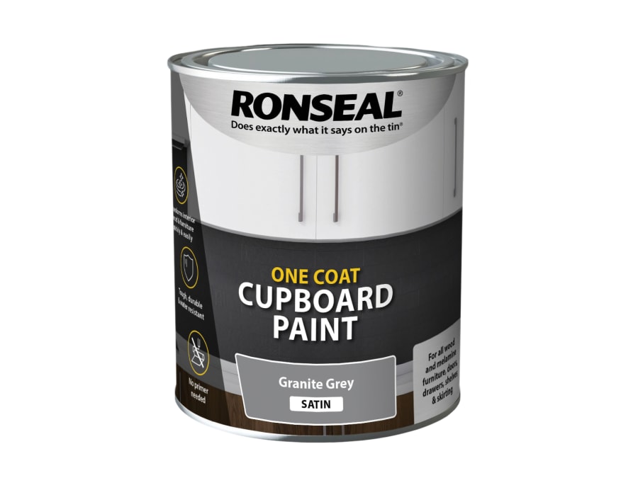 Ronseal 39371 One Coat Cupboard Paint Granite Grey Satin 750ml