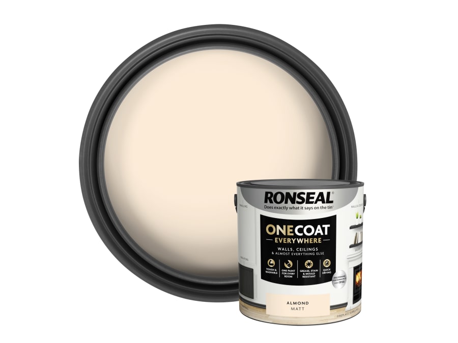 Ronseal KCB70151032130476 One Coat Everywhere Interior Paint Almond Matt 2.5 Litre
