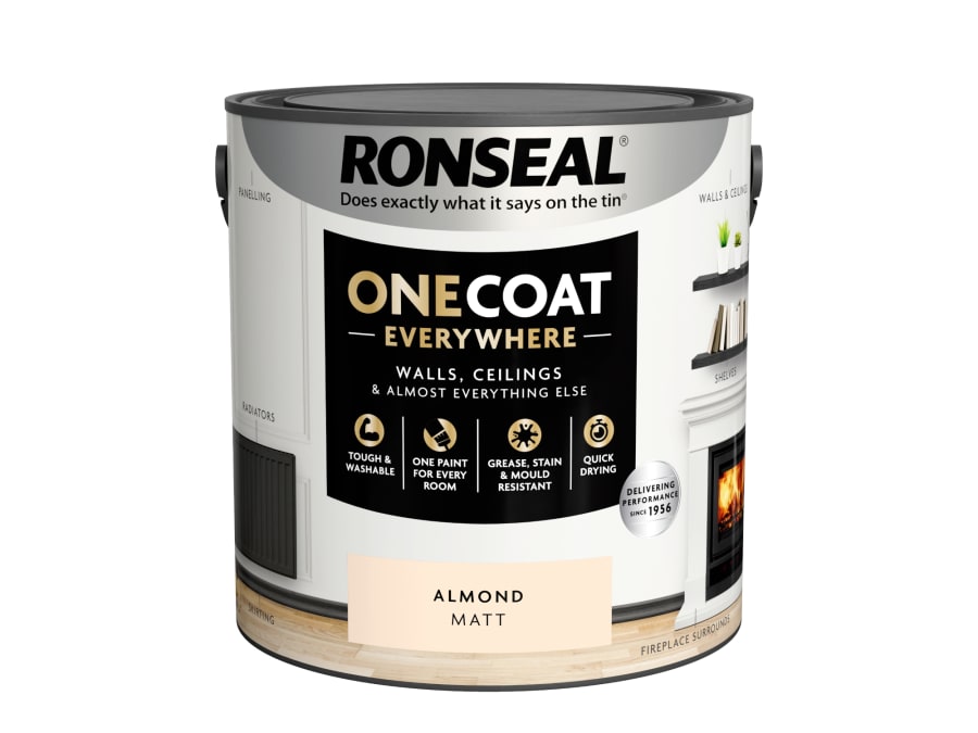 Ronseal KCB70151032130476 One Coat Everywhere Interior Paint Almond Matt 2.5 Litre