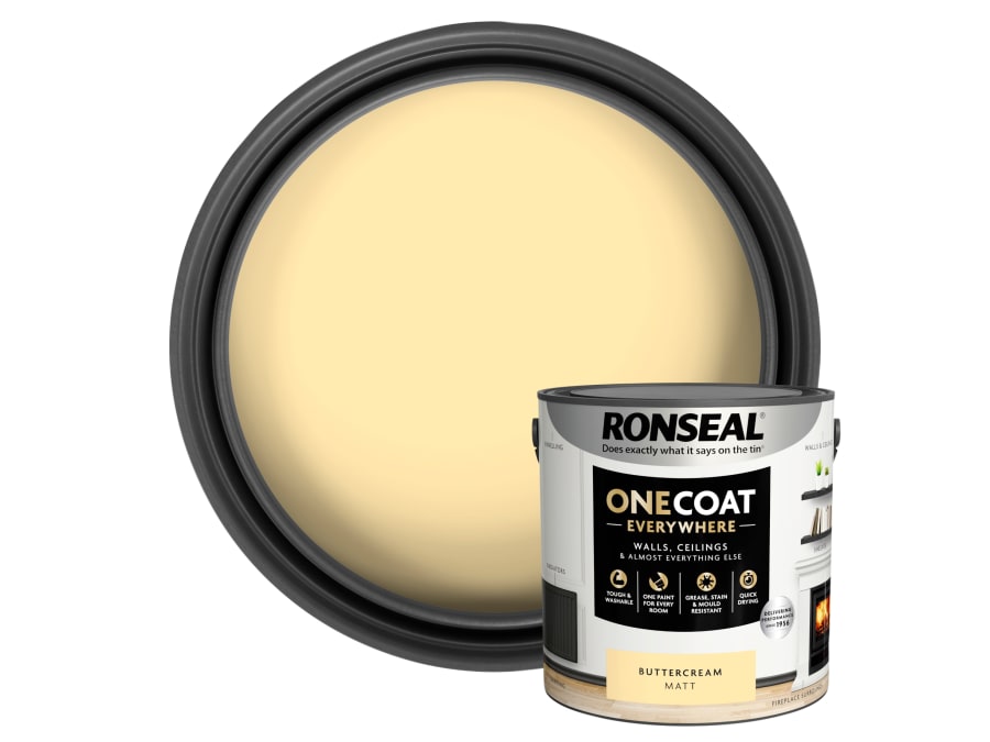 Ronseal KCB70151034180476 One Coat Everywhere Interior Paint Buttercream Matt 2.5 Litre