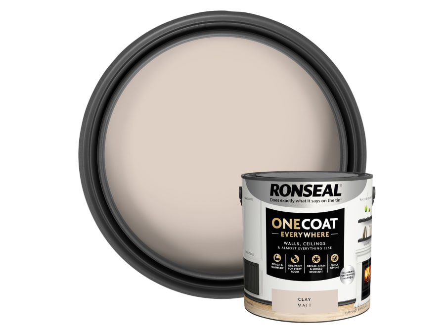 Ronseal KCB70151032260476 One Coat Everywhere Interior Paint Clay Matt 2.5 Litre