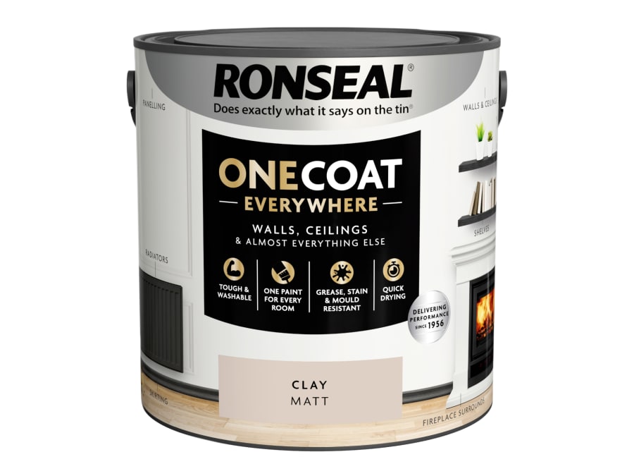 Ronseal KCB70151032260476 One Coat Everywhere Interior Paint Clay Matt 2.5 Litre