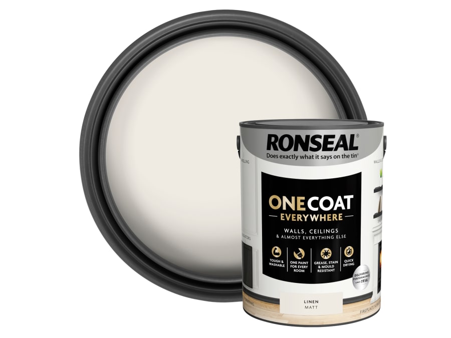 Ronseal KCB70151032220481 One Coat Everywhere Interior Paint Linen Matt 5 Litre