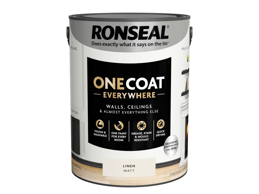 Ronseal KCB70151032220481 One Coat Everywhere Interior Paint Linen Matt 5 Litre