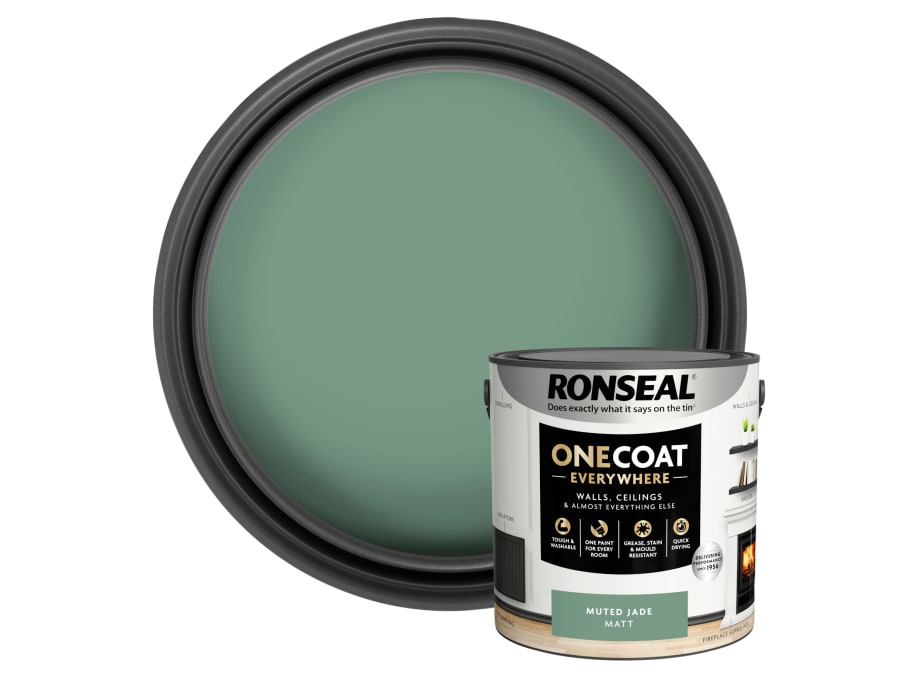 Ronseal KCB70151036260476 One Coat Everywhere Interior Paint Muted Jade Matt 2.5 Litre