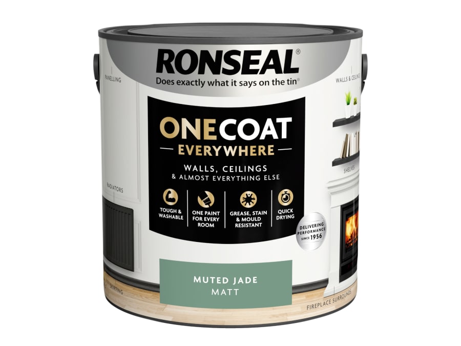 Ronseal KCB70151036260476 One Coat Everywhere Interior Paint Muted Jade Matt 2.5 Litre