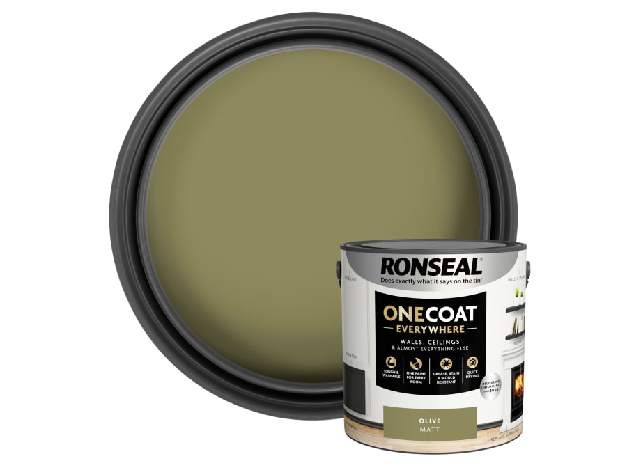 Ronseal KCB70151036240476 One Coat Everywhere Interior Paint Olive Matt 2.5 Litre