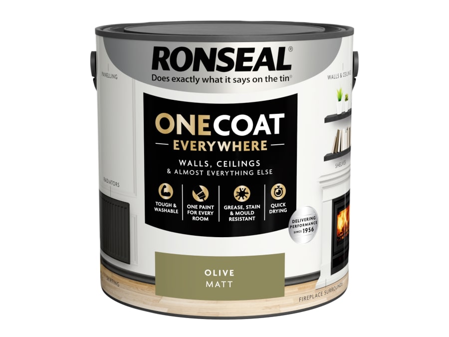 Ronseal KCB70151036240476 One Coat Everywhere Interior Paint Olive Matt 2.5 Litre