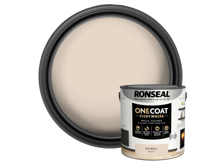 Ronseal KCB70151032250476 One Coat Everywhere Interior Paint Oatmeal Matt 2.5 Litre