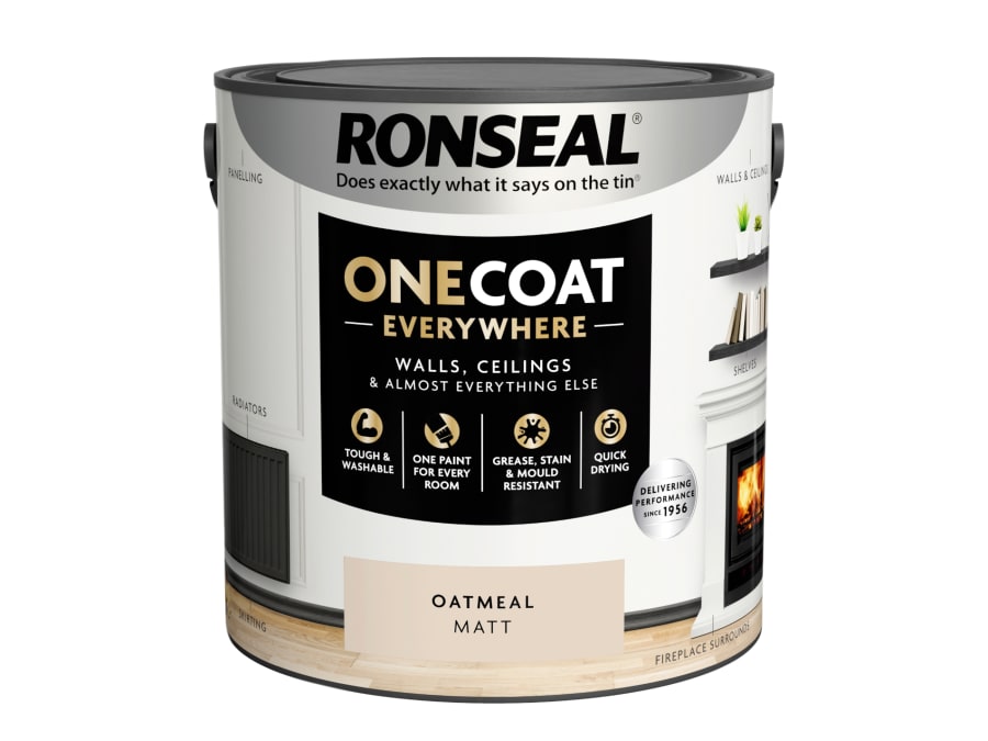 Ronseal KCB70151032250476 One Coat Everywhere Interior Paint Oatmeal Matt 2.5 Litre