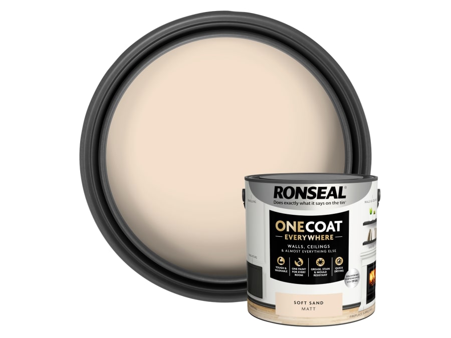 Ronseal KCB70151032240476 One Coat Everywhere Interior Soft Sand Matt 2.5 Litre