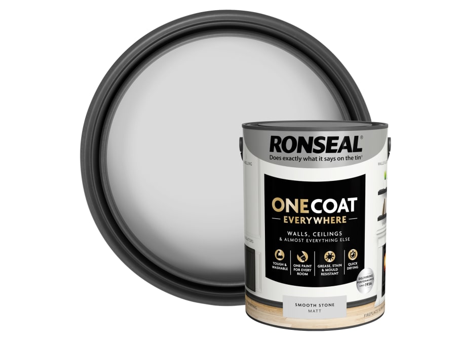 Ronseal KCB70151031270481 One Coat Everywhere Interior Smooth Stone Matt 5 Litre