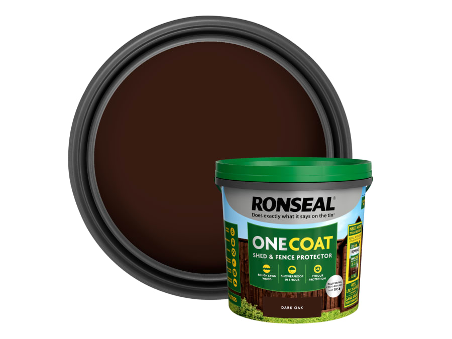 Ronseal KCB81745035010081 One Coat Shed & Fence Protection Dark Oak 5 Litre