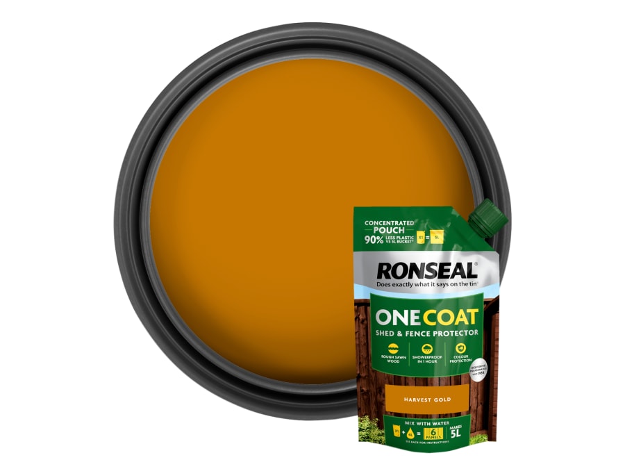 Ronseal KCB81745034110073 One Coat Shed & Fence Refill Pouch Harvest Gold 950ml