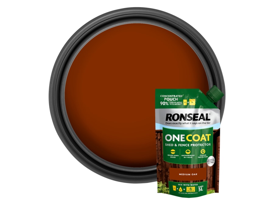 Ronseal KCB81745034010073 One Coat Shed & Fence Refill Pouch Medium Oak 950ml
