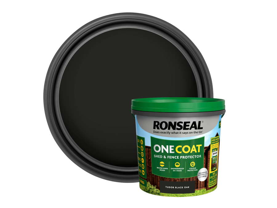 Ronseal KCB81745031040081 One Coat Shed & Fence Protection Tudor Black Oak 5 Litre